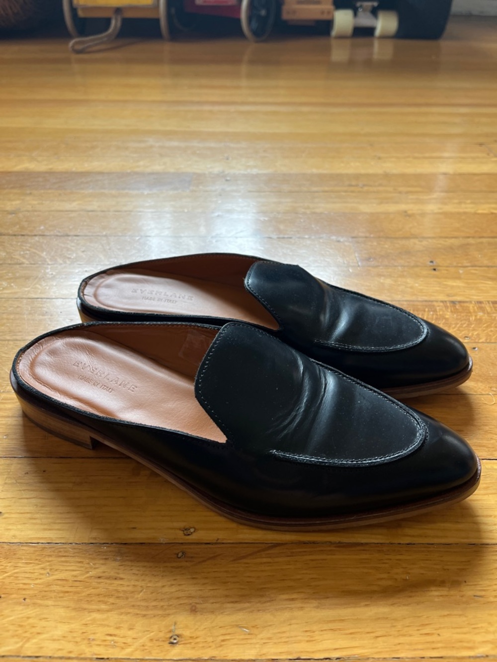 Everlane The Modern Italian loafer mules black 9.5 preppy normcore minimalist